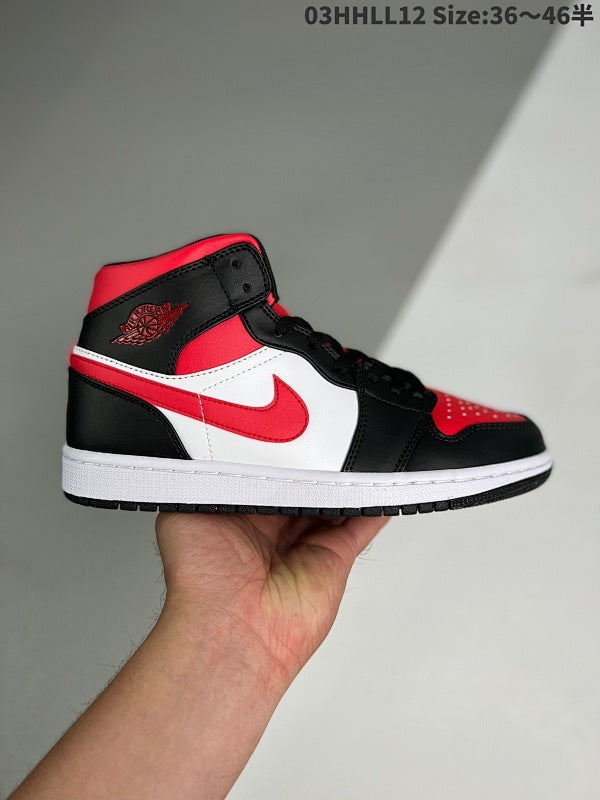 Air Jordan 1 Mid "Bred Toe" Mid AJ1 1 aj1 1